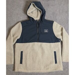 Hurley Half Zip Sherpa Anorak Hoodie Jacket Men's Large Pullover Navy Bone
